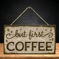 thumbnail image 2 of 1pc Wooden Coffee Wall Art Decoration Plaque Sign - "Just Coffee" for Home Office Cafe Room Decor (3.94 x 7.87 Inches), 2 of 8