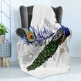 thumbnail image 4 of Peacock Soft Flannel Fleece Throw Blanket, Male Peacock Feathers Springtime Wilderness Crowned Majestic Animal Pattern, Cozy Plush for Indoor and Outdoor Use, 70" x 90", Multicolor, by Ambesonne, 4 of 5