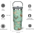 thumbnail image 6 of 30oz Chicken Tumbler with Handle and Straw, Green Chicken Stainless Steel Vacuum Insulated Flip Straw Coffee Cups Spill Proof Travel Mug, Chicken Rooster Decor Stuff Gifts for Women Chicken Lover, 6 of 6
