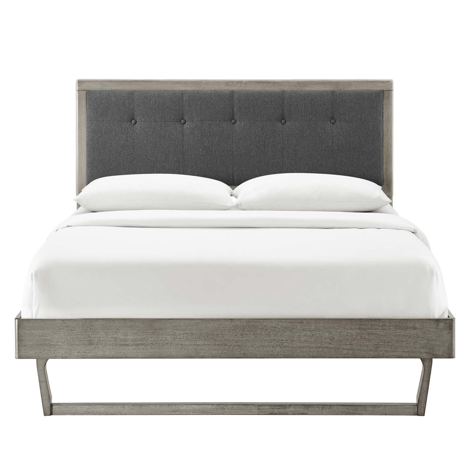 Platform Bed Frame, King Size, Wood, Grey Gray, Modern Contemporary Urban Design, Bedroom Master Guest Suite
