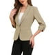 thumbnail image 4 of Blazer de solapa inspirador para mujeres con mangas 3/4, bolsillo y botón único, traje de trabajo M color caqui, 4 of 6