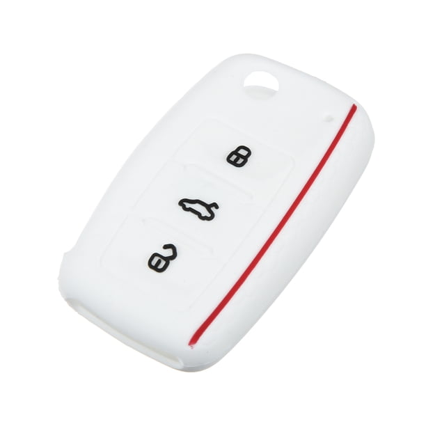 Blanco Silicona Coche Remoto Control Llavero Carcasa Protector 3 Botones