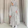 thumbnail image 2 of Vestido Abaya IDOPIP para niñas musulmanas de chifón gris de 9 a 10 años con hiyab, 2 of 7