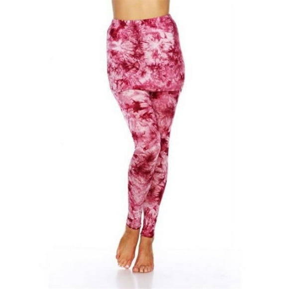 White Mark Universal 203-07-L Tie Dye Skirted Womens Leggings, Red - Large