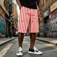 thumbnail image 2 of Mens Baggy Shorts Drawstring High Waist Striped Cargo Shorts Summer Causal Sport Shorts with Multi-Pockets, 4XL, 2 of 6