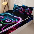 thumbnail image 3 of Erosebridal Cyber Hexagon Zipper Twin Comforter Sets with Fitted Sheet and 2 Pillowcases,Game Controller Print Zipper Bedding Set,Blue Pink Black,Black Reversible, 3 of 6