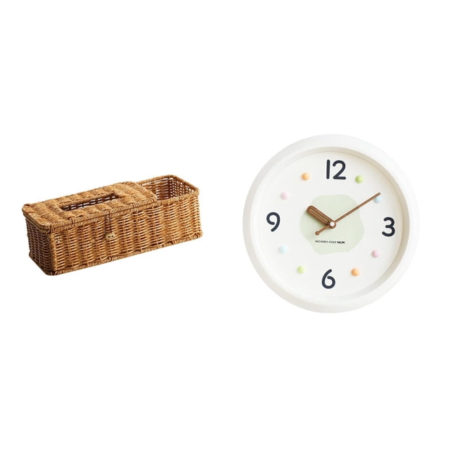 Estuche para pañuelos de escritorio,Caja de pañuelos faciales de papel retro de madera,Tapa para caja de pañuelos,porta servilletas de papel facial,Reloj de pared,Reloj de pared