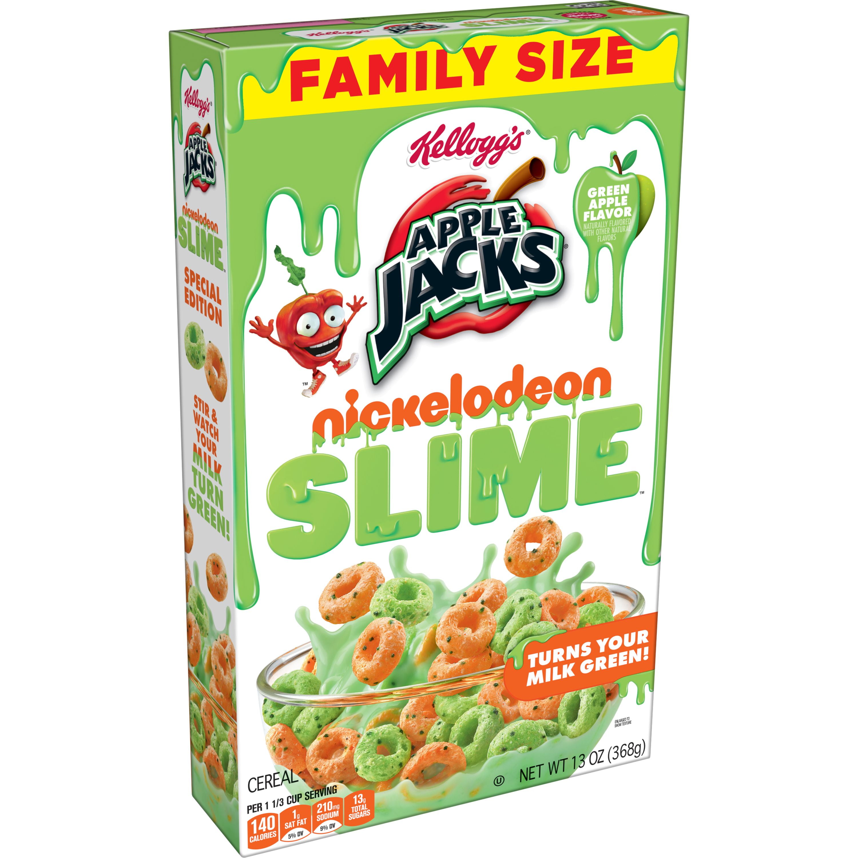 Kellogg's Apple Jacks Nickelodeon Slime Breakfast Cereal, Green Apple