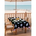 thumbnail image 2 of Outdoor Tablecloth with Umbrella Hole for Patio/Picnic/Party/Camping, Colorful Polka Dot Waterproof Table Cloth Rectangle Table Cover Washable, Cartoon Watercolor Geometric Black (54"x 80"), 2 of 8