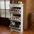 thumbnail image 5 of Living Room Cabinets Shoe Storage Cabinet with 1 Drawer, 3 Flip Drawers, Freestanding Shoe Cabinet Organizer with Adjustable Shelf, Shoe Cabinet for Entryway, Foyer, Slim Shoe Cabinet-Antique White,P, 5 of 20