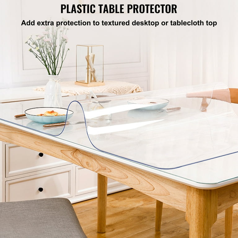 BENTISM 80X42 inch Plastic Table Pad Thick Crystal Clear Table Cover  Protector Rectangular PVC Tablecloth