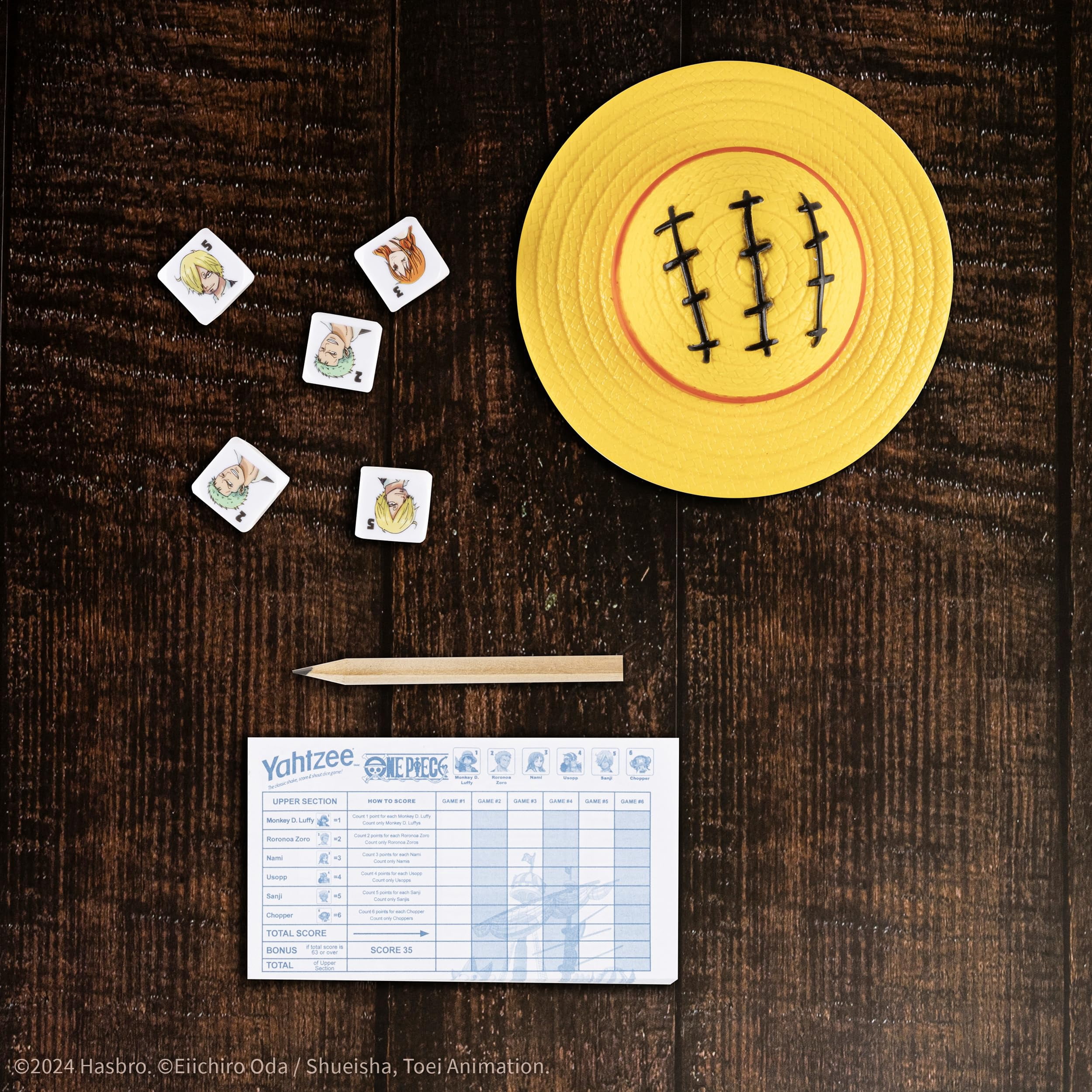 YAHTZEE: One Piece - Classic Family Dice Game, Collectible Edition Straw Hat Head Dice Cup, Officially Licensed, Family & Kids Ages 8+, 1+ Players