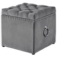 thumbnail image 1 of Hunter Ottoman de Rangement en Velours Gris - Markella Clous Chromés, 1 of 8