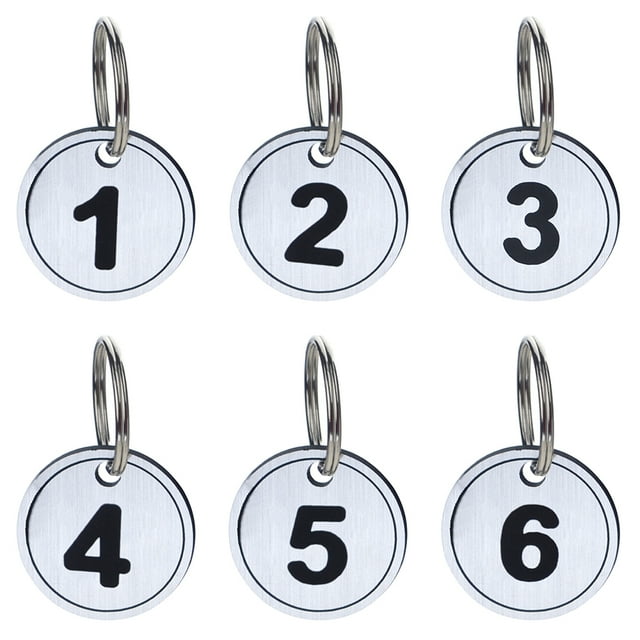 Aspire 20pcs Silver ABS Number Key Tags with Key Rings 1-20, ID Tag Keychain for Dormitory House Lockers Storage Tags