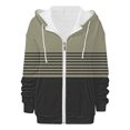 thumbnail image 4 of Women's Color Block Zip Up Hoodie, Pullover with Drawstring Hood and Front Pockets, Casual Long Sleeve Sweatshirt, Soft Lightweight Streetwear Top for All Seasons Khaki M, 4 of 5