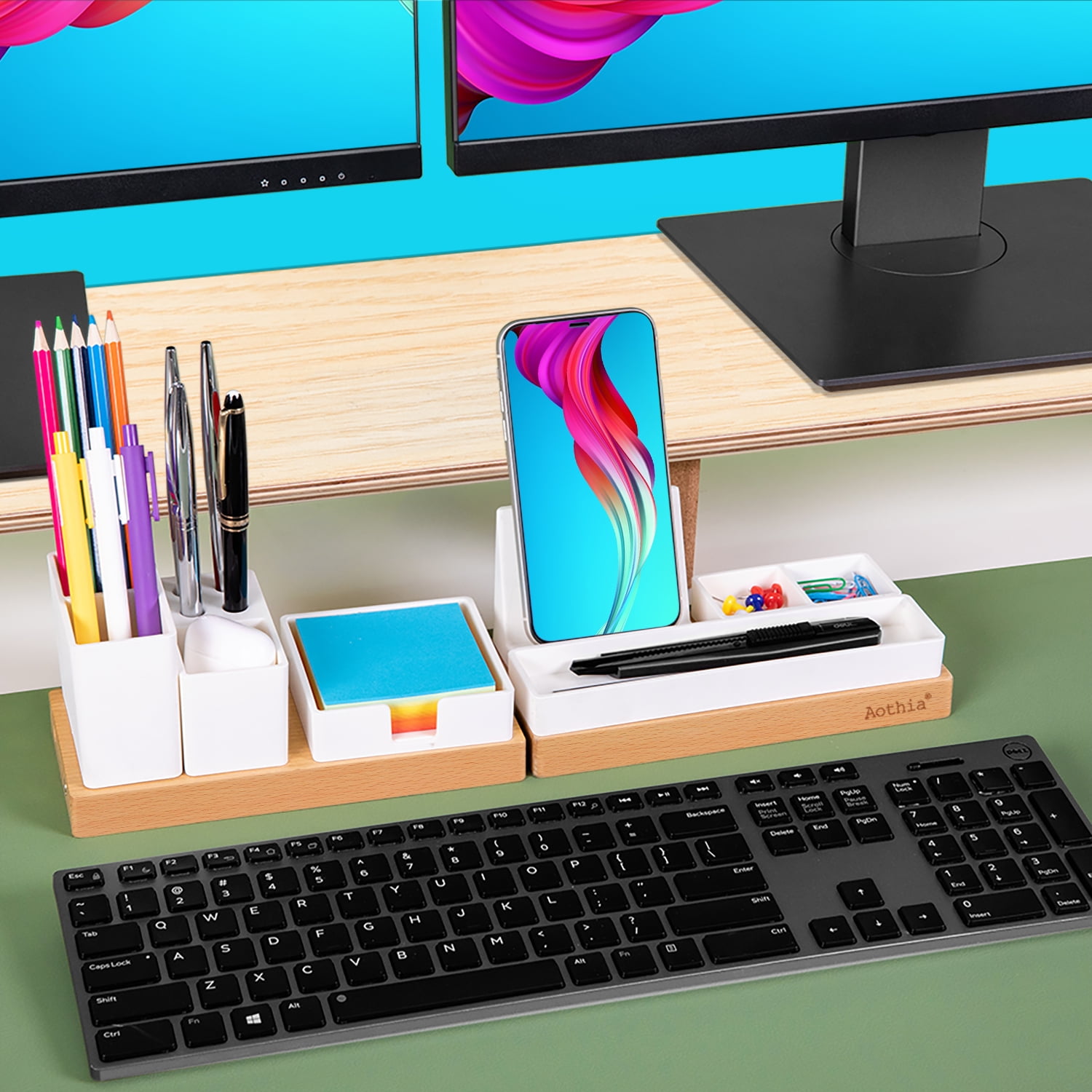 Aothia Desk Organizer, Office Accessories Storage with Magnetic  (Black)