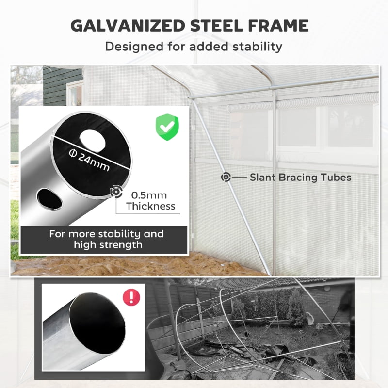 Alvantor White 13x10x6.5 ft Walk-in Tunnel Greenhouse with Galvanized Steel Frame, Hoop House for Plants