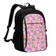 thumbnail image 1 of Easygdp pink Holiday Joy Mochila para Laptop de Viaje con Puerto USB, Mochila para Laptop con Puerto de Carga USB para Mujeres y Hombres, 1 of 7