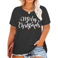thumbnail image 2 of Active Tops Women T-Shirts Plus Size Women's Christmas Print Loose Crew Neck T Shirt Holiday Graphic Top for Comfortable Casual Wear Black 4XL, 2 of 4