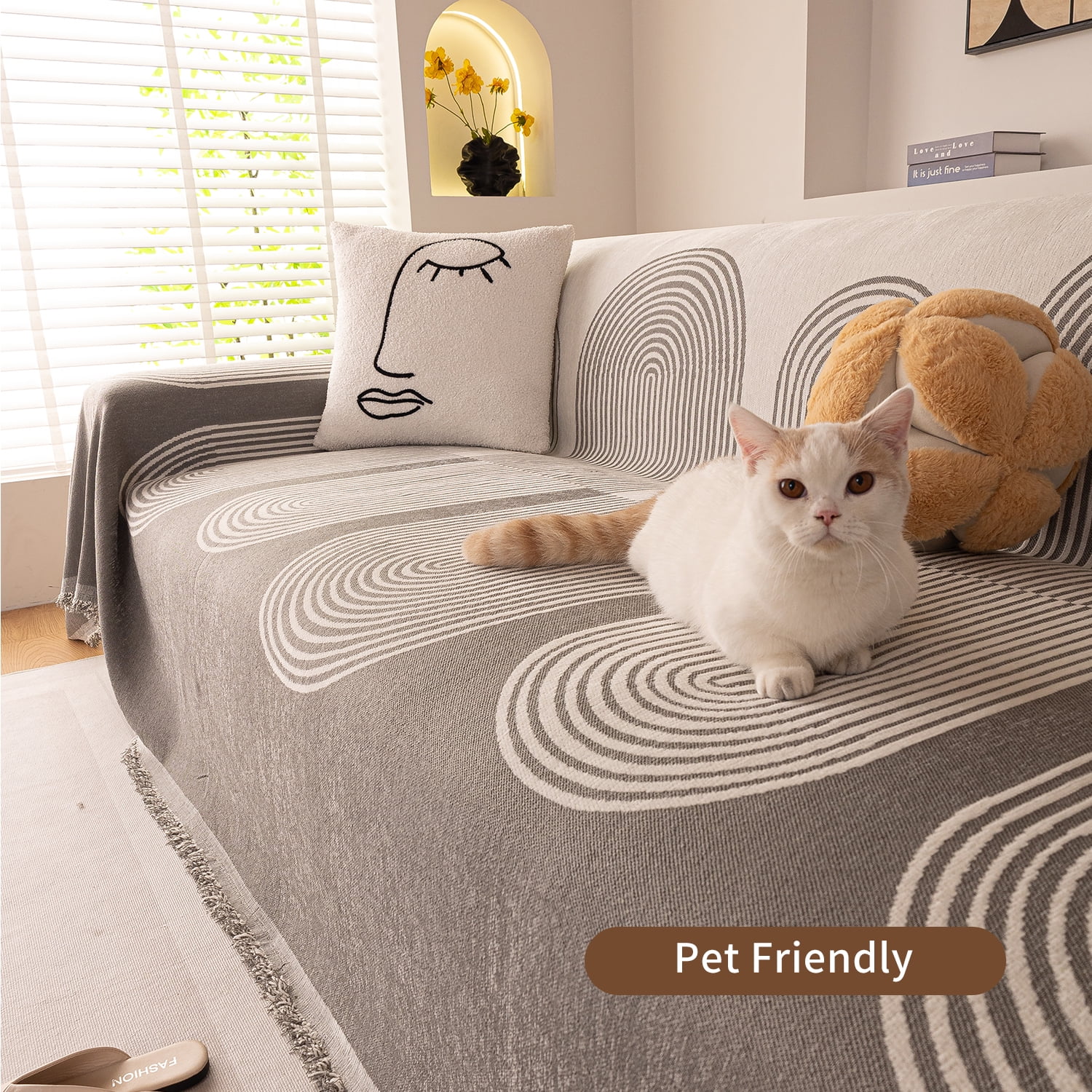 Smuge Sofa Cover, Couch Cover Protector Slipcover L Shape Sofa towel Furniture Cover for Pets Dogs Cats Home Decor (71"x 118", Grey)
