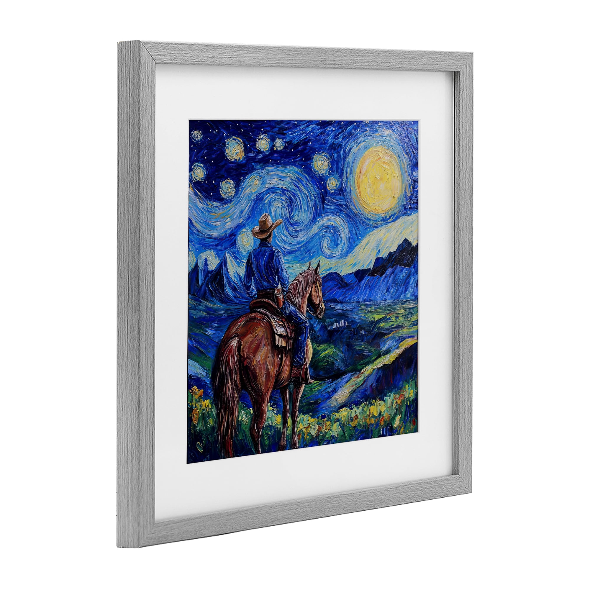 Stupell Industries Starry Night Cowboy Gray Framed Print Under Glass, design by Tina LeCour