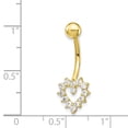 thumbnail image 3 of 10k Yellow Gold Cubic Zirconia Cz Heart Belly Button Rings Screw Navel Bars Body Piercing Naval, 3 of 7