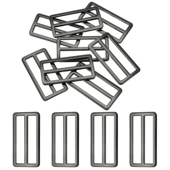 8pcs Flat Metal Slide Buckle, 2" Zinc Alloy Adjustable Buckles, Webbing Strap Fastener Tri Glide Adjuster Slider for Bags Backpack Purse Belts, Gun Black