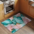 thumbnail image 2 of 2x3 Ft Entryway Area Rug, Teal Pink Kitchen Rug Runner Washable Floor Mat, Modern Abstract Ink Painting Luxury Marble Non Slip Indoor Door Mat Throw Carpet for Bathroom Living Room Bedroom, 2 of 8