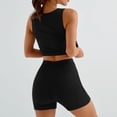 thumbnail image 6 of Women's 2025 Summer Two Piece Outfit Matching Lounge Crop Top High Waisted Shorts Sleeveless Bodycon Active Set, 6 of 6