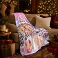 thumbnail image 3 of Pink Winter Cottage Scene Christmas Tree Gifts Festive, Festive Holiday Scene, Warm Flannel Blanket for Living Room and Family Room, Art Lovers Christmas Gift, Festive Home Decor, 3 of 9