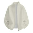 thumbnail image 4 of Kureaily Winter Solid Color Rib Knit Double Zipper Casual Jacket Without Hood With Texture For Everyday Wear Jackets for Men, 4 of 4