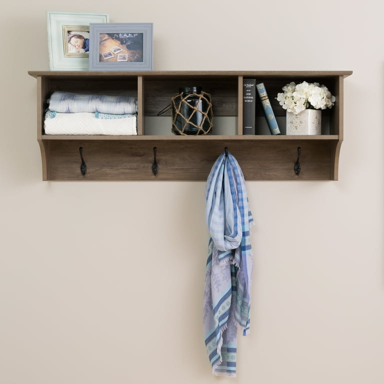 Prepac 48 Wide Hanging Entryway Shelf Drifted Gray
