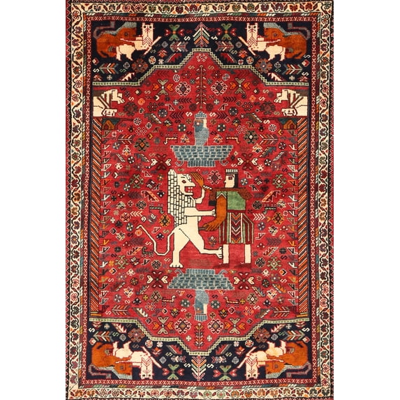 Ahgly Company Machine Washable Indoor Rectangle Traditional Dark Almond Brown Area Rugs, 5' x 7'