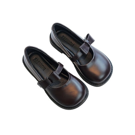 

Lacyhop Girls School Cute Flat Mary Jane Girl s Party Soft Round Toe Leather Shoe Lightweight Magic Tape Flats