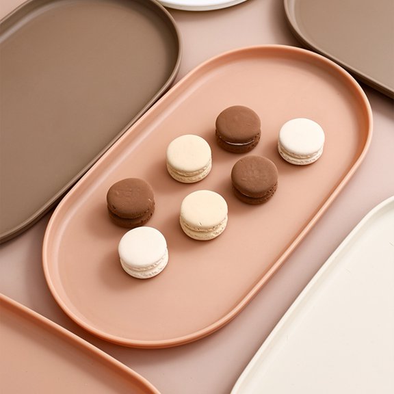 NUZYZ Kitchen Supplies Dessert Tray Food Grade BPA Free Simple Style Smooth Edge Easy to Clean Multipurpose Storage Tray Oval Storage Tray Dish Dinner Plate