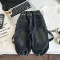 thumbnail image 4 of WEIGFI Toddler Baby Boys Pants Solid Color Girls Jeans Elastic Waist Denim Bottoms With Pockets Casual Loose Fit Comfort Spring Summer Cool Party Trousers,Black,2-3 Years, 4 of 4
