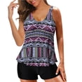 thumbnail image 3 of 2024  Women Tankini Swimsuit Tummy Control Top with Shorts Two Piece Bathing Suit, 3 of 6