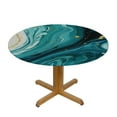 thumbnail image 3 of Nawypu  Round Fitted Tablecloth Abstract Teal Blue Marble Print Table Cloth with Elastic Edged Waterproof Wipeable Round Table Cover for Patio Parties Outdoor Decor, 3 of 7