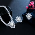 thumbnail image 5 of Dazzling White CZ Pearl Earring Wedding Necklace Costume Set for Fiancee Jewelry, 5 of 9