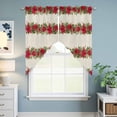 thumbnail image 6 of Swag Curtains Valances for Windows, Red Christmas Poinsettia Short Kitchen Window Curtains Over Sink, Beige Cafe Curtains Panel Set Of 2,Rod Pocket, 36 Inches Length, 6 of 9
