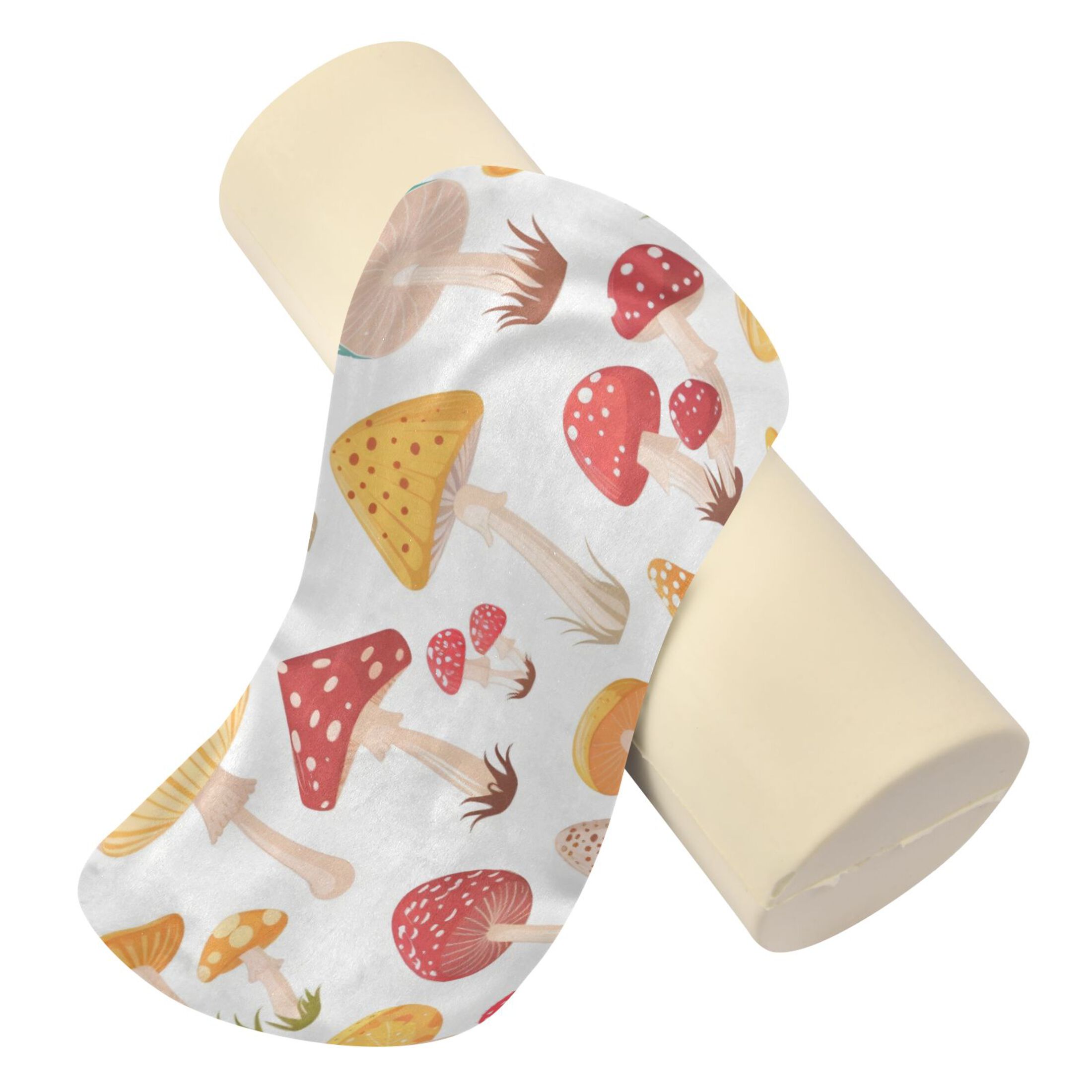 Neck pillow Round Cervical Pillow Cylindrical Pillow Lumbar Pillow Sofa Headrest Pillow Support For the Back, Neck and Head Cartoon Mushroom