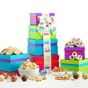 Broadway Basketeers Gourmet Food Gift Basket 4 Box Tower for Birthdays  Curated Snack Box, Sweet and Savory Treats
