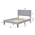 thumbnail image 7 of VECELO Queen Size Bed Frame with Charging Station, Upholstered Platform Bed Frame with Adjustable Headboard, Wooden Slats Support, No Box Spring Needed, Gray, 7 of 7
