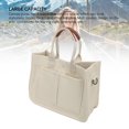 thumbnail image 3 of Handbag, Canvas Shoulder Handbag with Djustable & Removable Single Shoulder Strap Large Capacity Retro Artistic Handbag with Pockets, 3 of 7