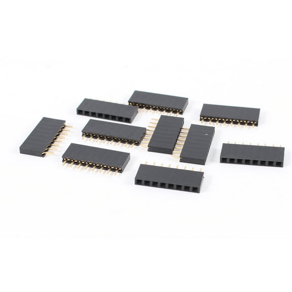 10Pcs 3mm Long 2.54mm Pitch One Row 8 Pins Female Header Socket Black