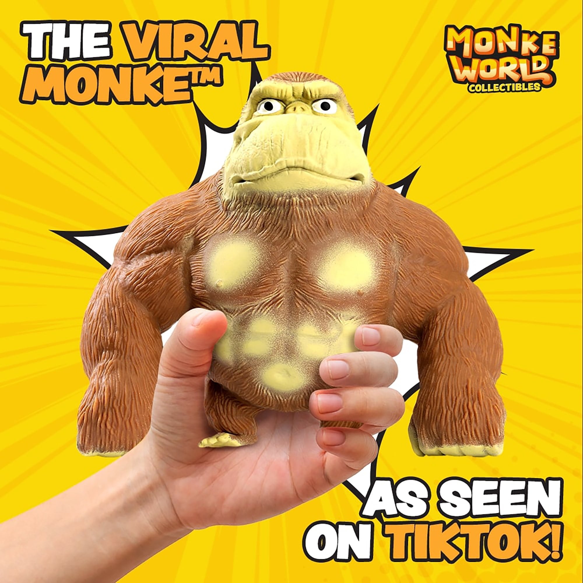 MonkeWorld: Original Stretchy Monkey - The Trending Squishies Fidget Toy, Shape-Pull-Throw, Tough-Tech, Soft Durable Animal Plushie, Adults & Kids 3+