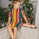 thumbnail image 4 of Balery Vertical Stripes Conjunto de Pijama Infantil de Manga Corta con Estampado – Ropa de Dormir de Algodón Suave-Large, 4 of 6