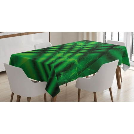 

Lime Green Tablecloth Psychedelic Abstract Blurry Shade Formless Effects Complex Visual Design Rectangular Table Cover for Dining Room Kitchen 60 X 90 Inches Hunter Green Black by Ambesonne