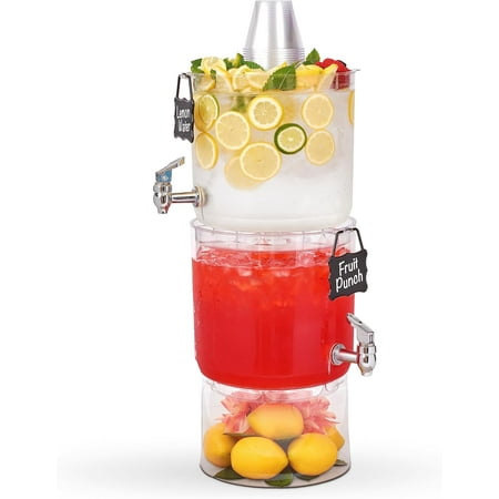 

Dispenser With Stand - (2 Count) Stackable 2 Gallon Tritan Clear Drink Dispenser Large Party Drink Dispenser Top Lid For Cups & Fruit (Bonus Chalkboard ID Tag)