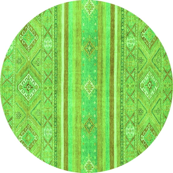 Ahgly Company Machine Washable Indoor Round Abstract Green Modern Area Rugs, 3' Round